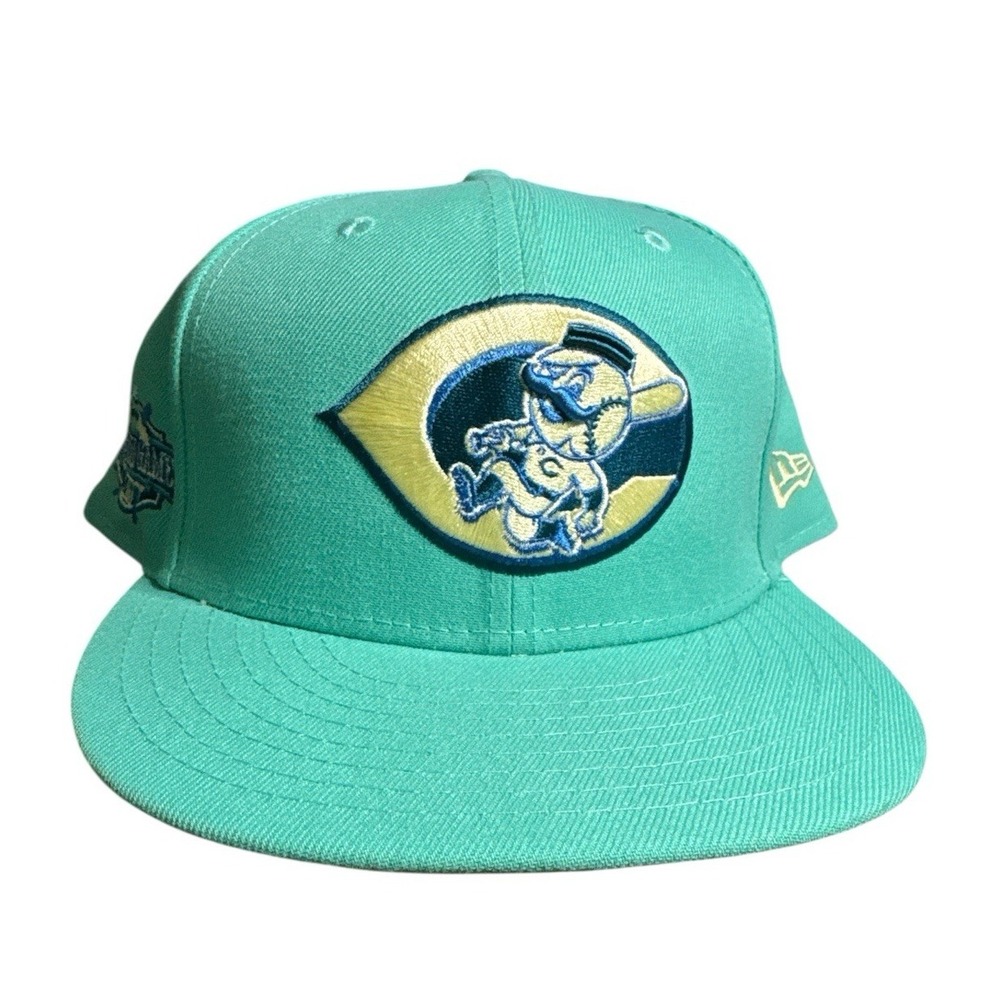 Cincinnati Reds Beach Glass All Star Teal/Yellow Fitted Hat‎ Cap | Size 8